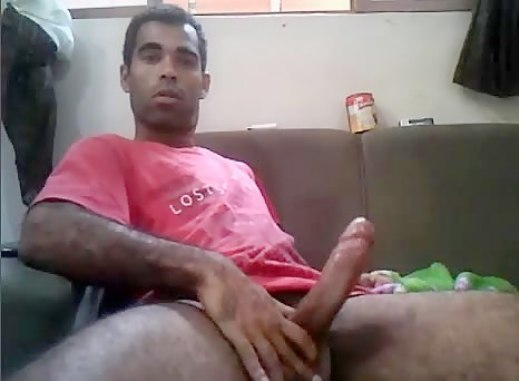 Horny man showing off his slab of meat on cam