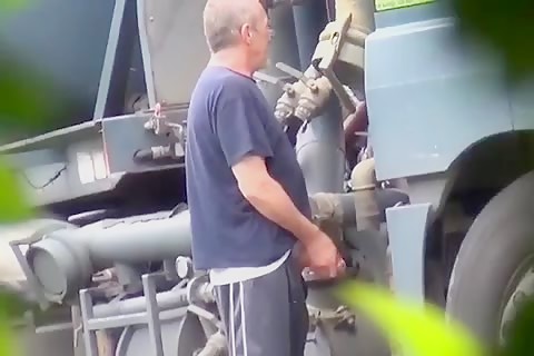 Belgian monstercock truck driver jerking