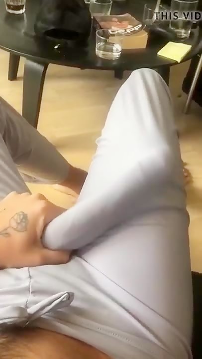 big white cock popping out of his pants