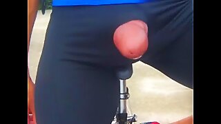 Public bike ride jerk off