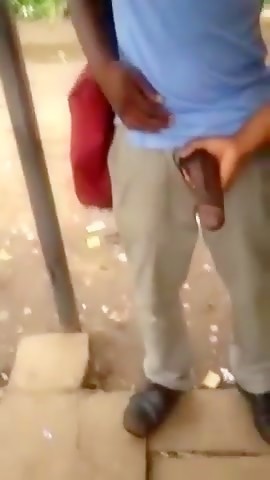 Extralarge dong parading in neighborhood