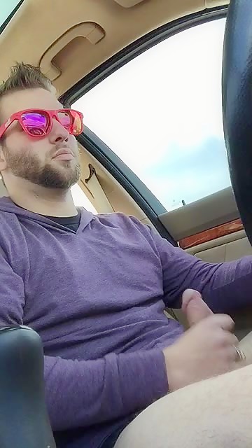 Cute guy with sunglasses - J-off in his car