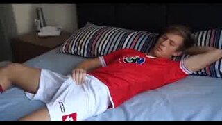 Soccer Lad Have Solo Pleasure On His bed
