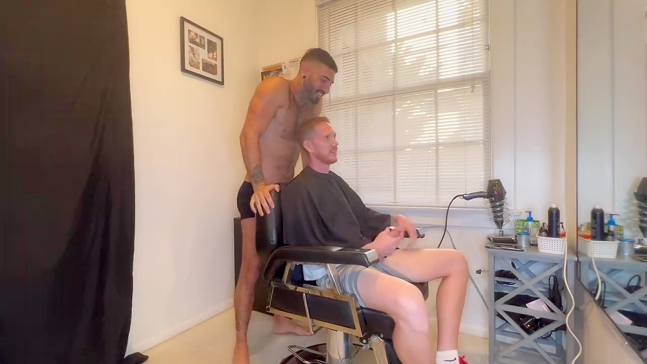 Barbershop blowjob