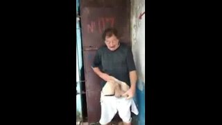 Old man shows monstercock