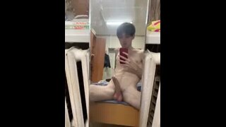 Science major student shows his hefty uncut protractor