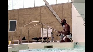 Infinity Nokia white speedo bulge at the pool