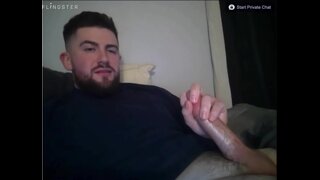 Dreamboat strokes his wet shaft while he watches me cum