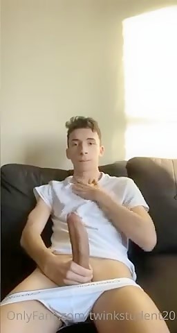 Cute college lad double-fists himself