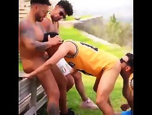 A wild gangbang walking