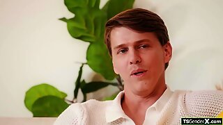 Shemale is assfingered while sucked off