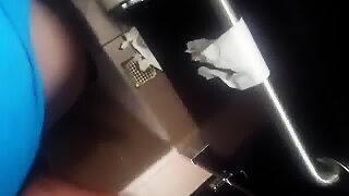 Teasing guy in the next stall