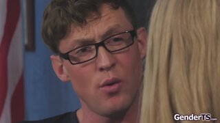 Shemale coed helps classmate with boner