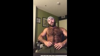 Hairy Lumberjack Masturbates, Showing Off His Cock