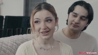 Teen and her bf fucking their milf tutor