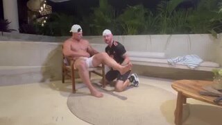 Muscled hung blonde top rough fucks